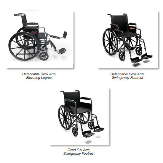 Everest & Jennings Advantage LX, 20" x 16", Detachable Full Arm, Detachable Swingaway Footrest, Nylon (3H020340)