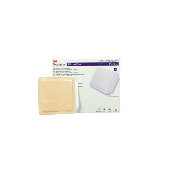 3M Tegaderm Silicone Foam Dressing, Non-Bordered, 6" x 6" (90632)