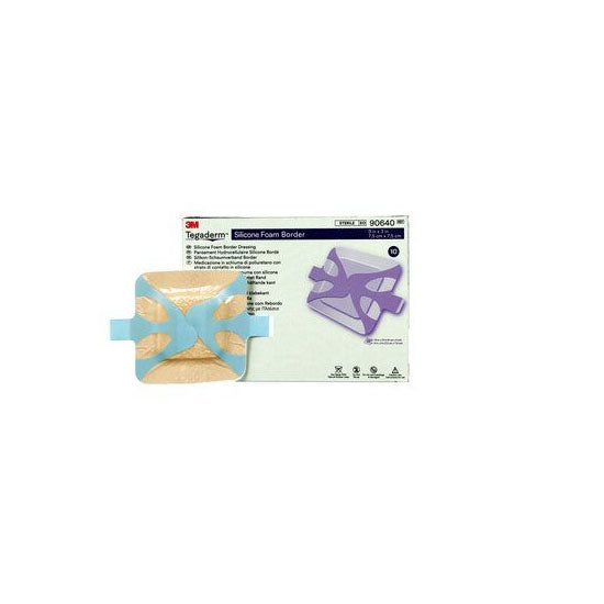 3M Tegaderm Silicone Foam Border Dressing, 3" x 3" (90640)