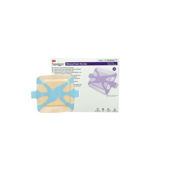 3M Tegaderm Silicone Foam Border Dressing, 6" x 6" (90642)