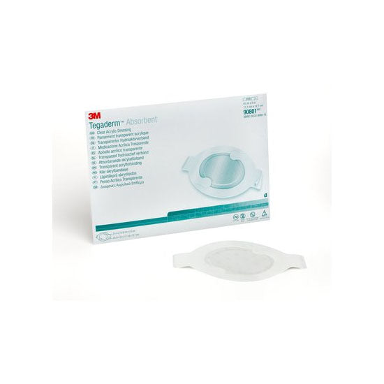 3M Tegaderm Absorbent Clear Acrylic Dressing, Medium Oval, 4-3/8" x 5" (90801)