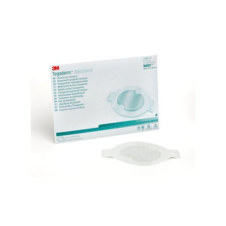 3M Tegaderm Absorbent Clear Acrylic Dressing, Medium Oval, 4-3/8" x 5" (90801)