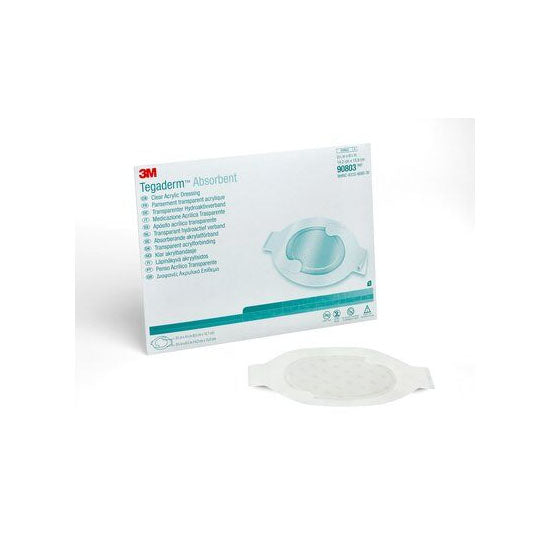 3M Tegaderm Absorbent Clear Acrylic Dressing, Medium Oval, 5-5/8" x 6-1/4" (90803)