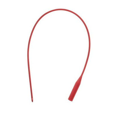 Amsino Red Rubber Latex Urethral Catheter, 14Fr, Male (AS44014)