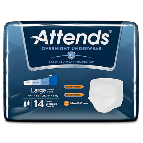 Attends Overnight Underwear with Extended Wear Protection, Large (APPNT30)