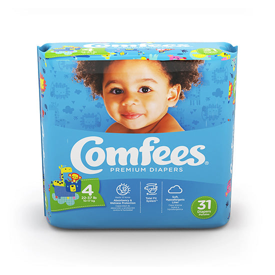 Comfees Premium Baby Diapers, Size 4 (CMF-4) (CMF-4), 124/EA