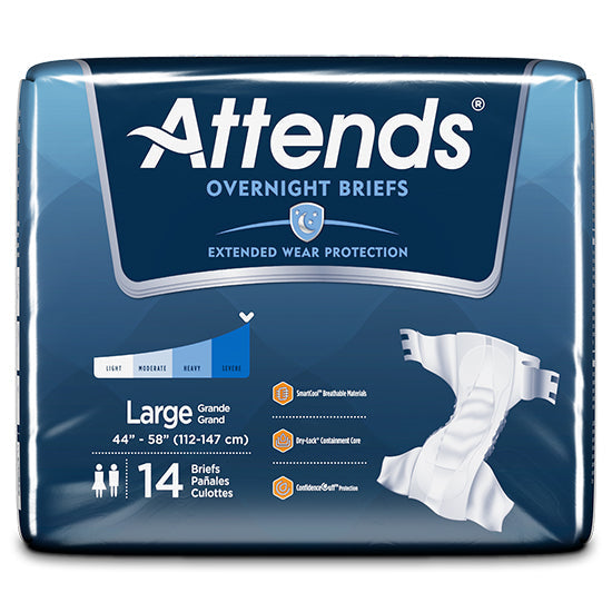 Attends Briefs with Overnight Protection, Large (DDEW30)