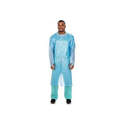 Cardinal Health Over-The-Head Blue Poly-Coated Isolation Gown, Universal (4201PG)