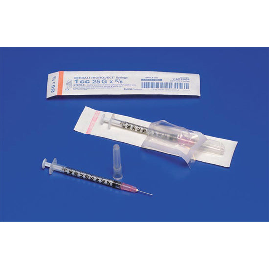Cardinal Health | Monoject Soft Pack Tuberculin Syringe with Detachable Needle, 1mL, 27 G x 1/2" (1180127012)