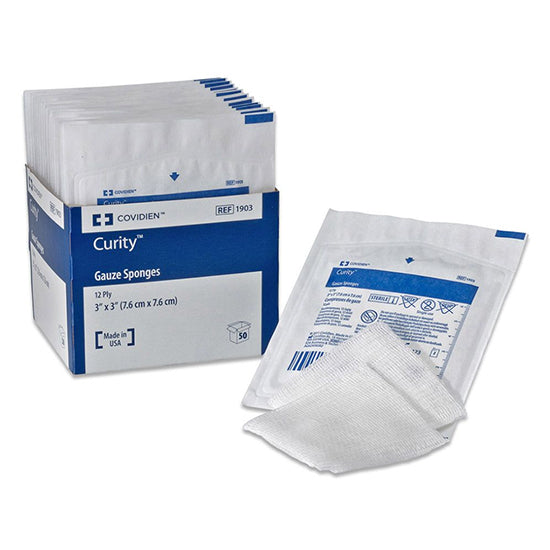 Cardinal Health Curity Gauze Sponge, Sterile, 2" x 2", 8 Ply (1806)