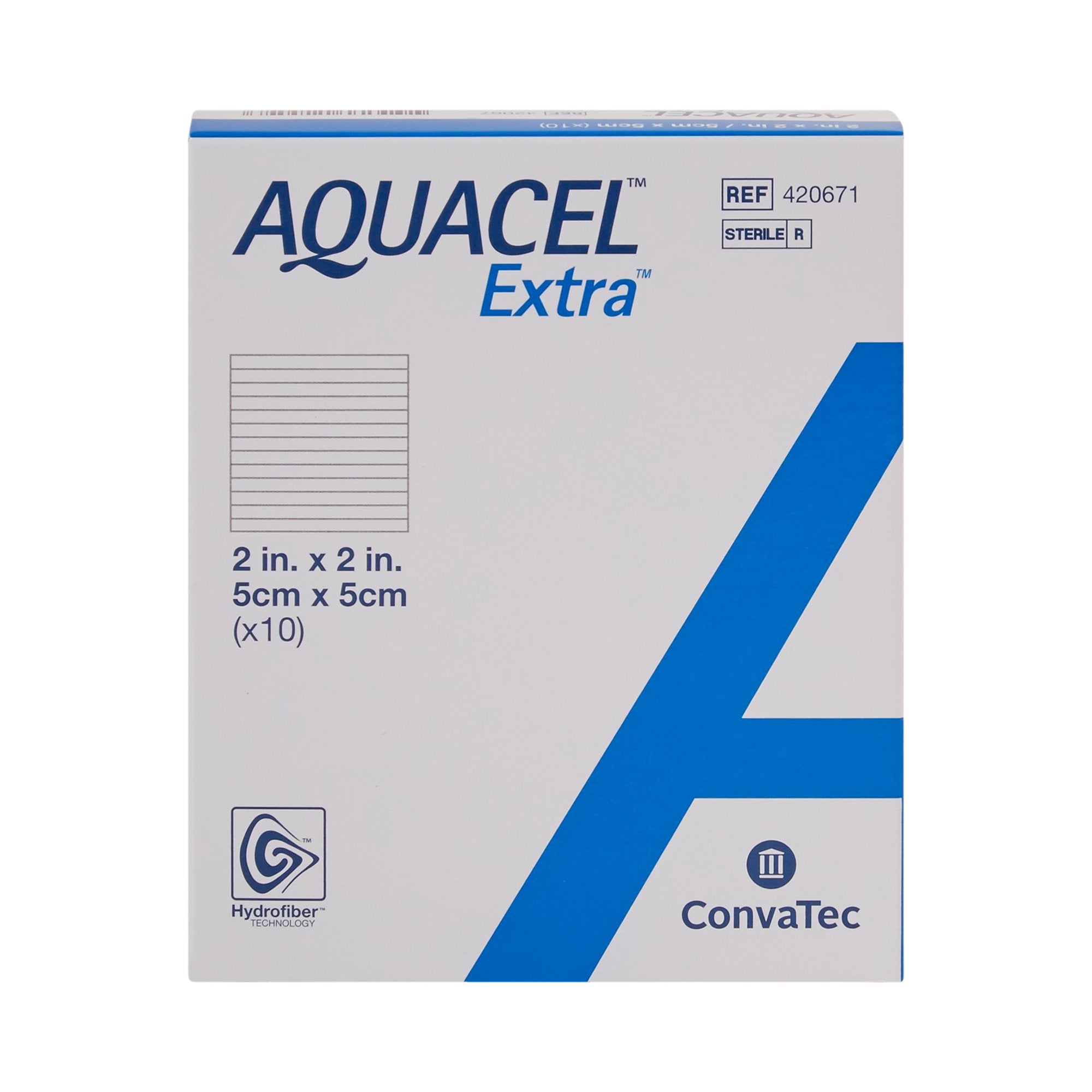 Convatec AQUACEL EXTRA Hydrofiber dressing, 2" x 2" (420671) - Box of 10 each