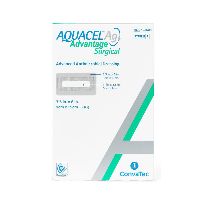 Convatec | Aquacel Ag Advantage Surgical Advanced Antimicrobial Dressing With Silver, 3.5" x 6" (422604) MedicalSuppliesFast.com Convatec | Aquacel Ag Advantage Surgical Advanced Antimicrobial Dressing With Silver, 3.5" x 6" (422604) MedicalSuppliesFast.com