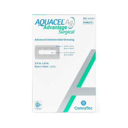 Convatec Aquacel Ag Advantage Surgical Advanced Antimicrobial Dressing With Silver, 3.5" x 6" (422604)