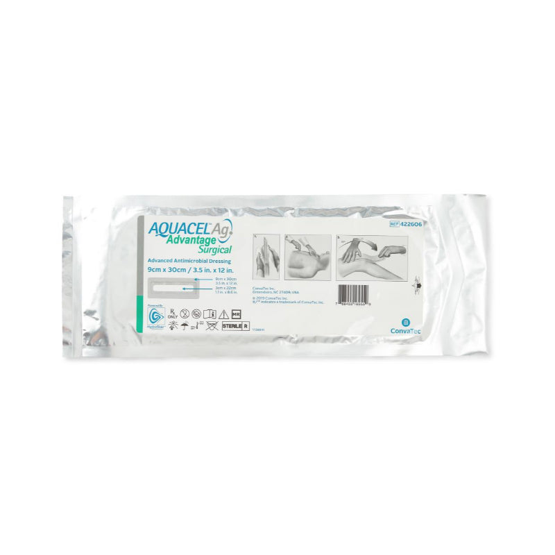 Convatec Aquacel Ag Advantage Surgical Advanced Antimicrobial Dressing With Silver, 3.5" x 12" (422606)