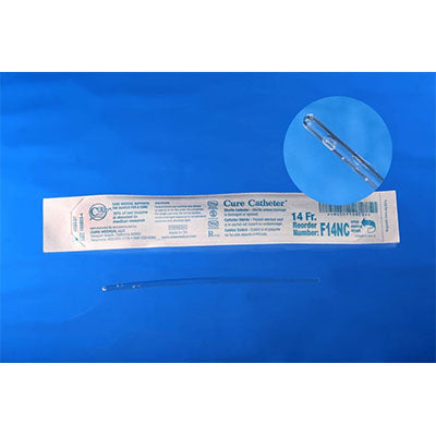 Cure Female Straight Tip Catheter 14Fr 6", No Connector (F14NC)