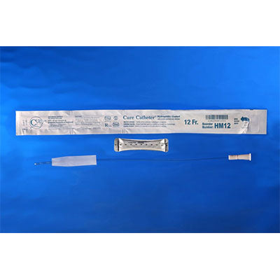 Cure Male Hydrophilic Catheter Straight Tip, 12Fr, 16" (HM12)