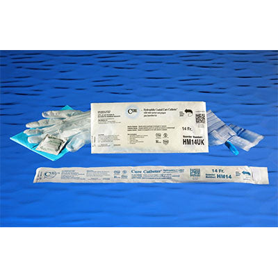 Cure Male Hydrophilic Catheter Kit Straight Tip, 14Fr, 16" (HM14UK)