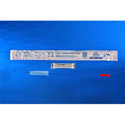 Cure Male Hydrophilic Catheter Coude Tip, 18Fr, 16" (HM18C)