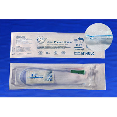 Cure Male Pocket Catheter U-shaped, Coude Tip 14Fr, 16" (M14ULC)
