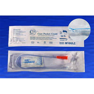 Cure Male Pocket Catheter U-shaped, Coude Tip 16Fr, 16" (M16ULC)
