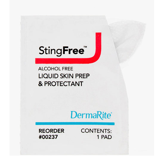 DermaRite StingFree Alcohol-Free Liquid Skin Prep and Shield Wipe (00237)