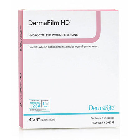 DermaRite DermaFilm HD Hydrocolloid Wound Dressing, 4" x 4" (00239E)