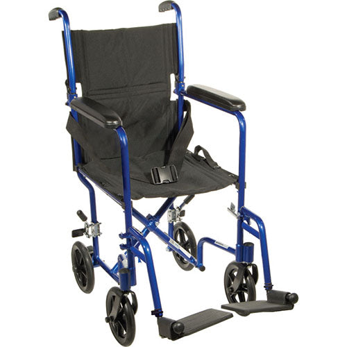 Drive Medical Aluminum Transport Chair, Blue, 19in, (ATC19-BL)