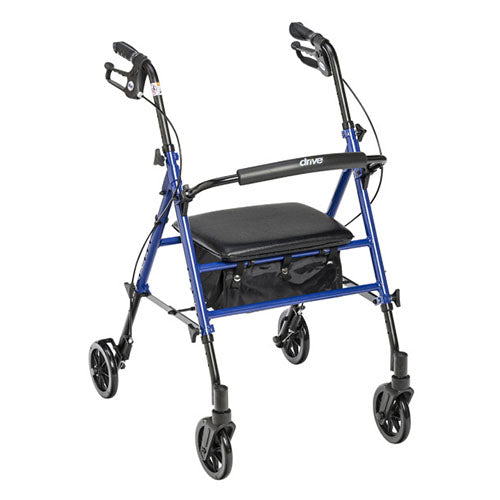 Drive Medical Adjustable Height Rollator with 6 inch Wheels, Blue, (RTL10261BL)