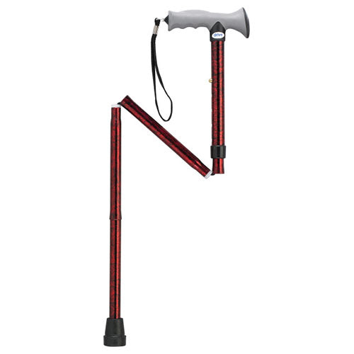 Drive Medical Aluminum Folding Cane with Gel Grip, Height Adjustable, Red Crackle, (RTL10370RC)