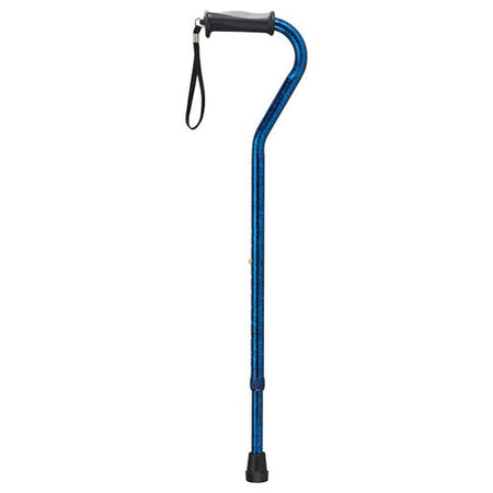Drive Medical Aluminum Offset Cane with Gel Grip, Height Adjustable, Blue Crackle, (RTL10372BC)