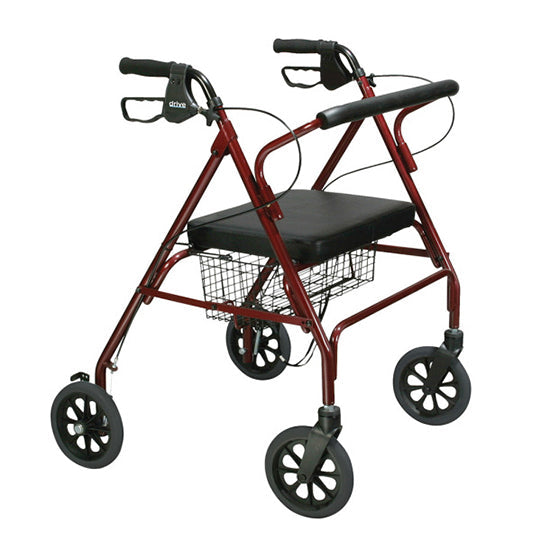 Drive Medical Go-Lite Bariatric Steel Rollator, Red (10215RD-1)