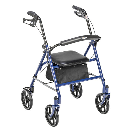 Drive Medical Durable 4 Wheel Rollator with 7.5" Casters, Blue (10257BL-1)
