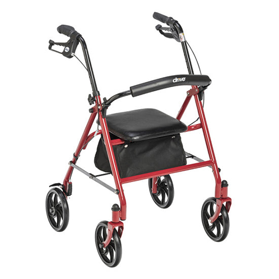 Drive Medical Durable 4 Wheel Rollator with 7.5" Casters, Red (10257RD-1)