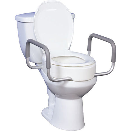 Drive Medical Premium Raised Toilet Seat with Removable Arms, Elongated, (12403)