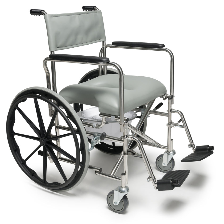 Everest & Jennings Rehab Shower Commode Hi-Back w/ 24" Rear Wheel  Wheelchair. Wheelchair for the shower.