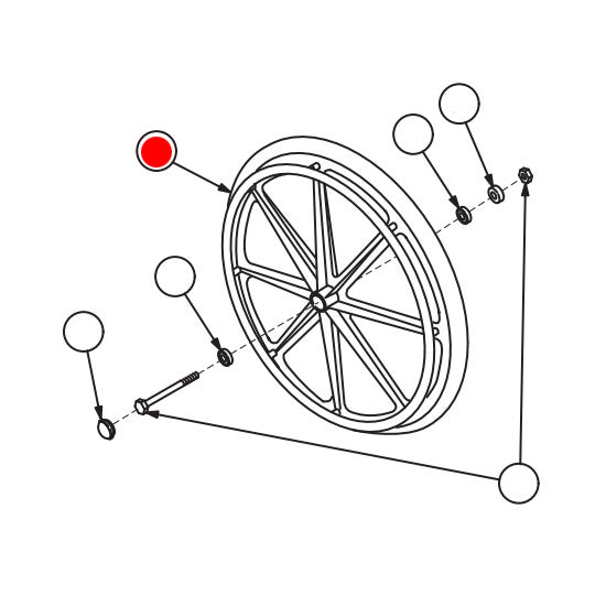 Replacement Rear Wheel 24" x 1", for Everest & Jennings Vista IC , Wheelchair Parts (90-011B1)