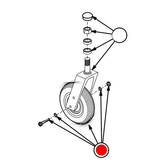 Replacement Caster Wheel, Axle and Nut, for Paramount XD , Wheelchair Parts (90762913)