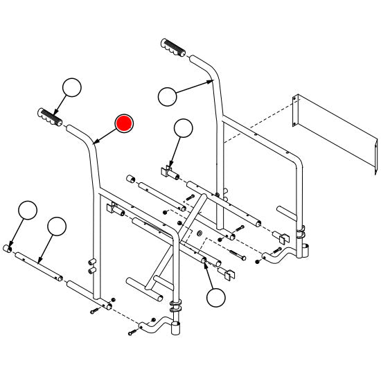 Replacement Side Frame, Fixed Arm, Right Side, for Everest & Jennings Traveler SE Plus , Wheelchair Parts (90763001A)