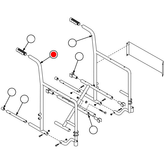 Replacement Side Frame, Fixed Arm, Right Side, for Everest & Jennings Traveler SE , Wheelchair Parts (90763001)