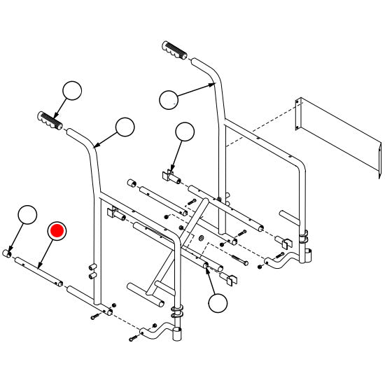 Replacement Bottom Inner Rail Kit, Fixed Arm, for Everest & Jennings Traveler SE , Wheelchair Parts (90763003)