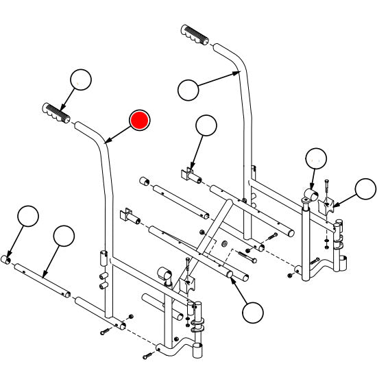 Replacement Side Frame, Detachable Arm, Right Side, for Everest & Jennings Traveler SE , Wheelchair Parts (90763011)