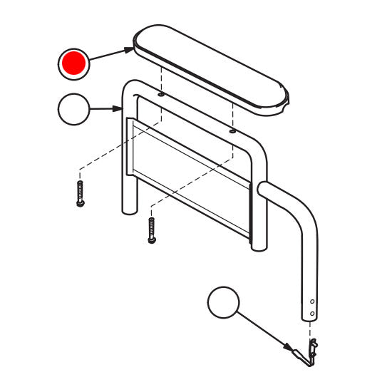 Replacement Arm Pad, Full Length, for E&J Advantage , Wheelchair Parts (90763023)