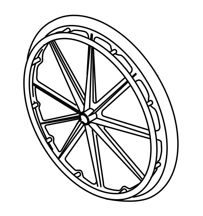 Replacement Rear Wheel w/Handrim 24" x 1", for Everest & Jennings Traveler SE , Wheelchair Parts (90763050)