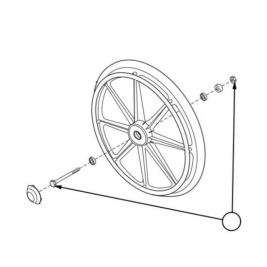 Replacement Rear Axle and Nut, Fixed-arm Sideframe, for Everest & Jennings Traveler LX Wheelchair Parts (90763053)