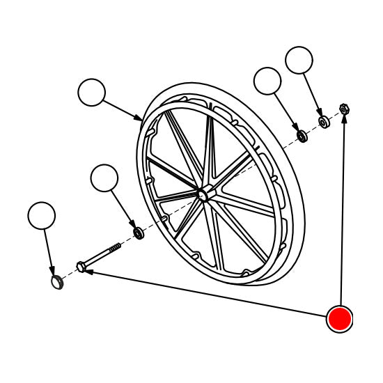 Replacement Rear Axle and Nut, for Everest & Jennings Traveler SE Plus , Wheelchair Parts (90763054A)