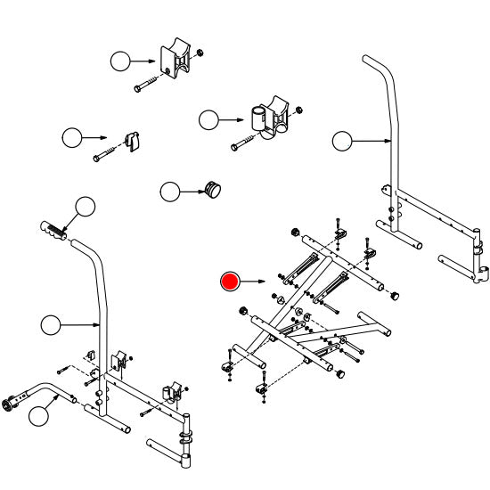 Replacement Crossbar 16", for Everest & Jennings Traveler L3 Plus , Wheelchair Parts (907632C1A)