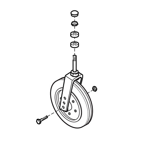 Replacement Fork and Wheel, for Everest & Jennings Traveler HD , Wheelchair Parts (90763440)