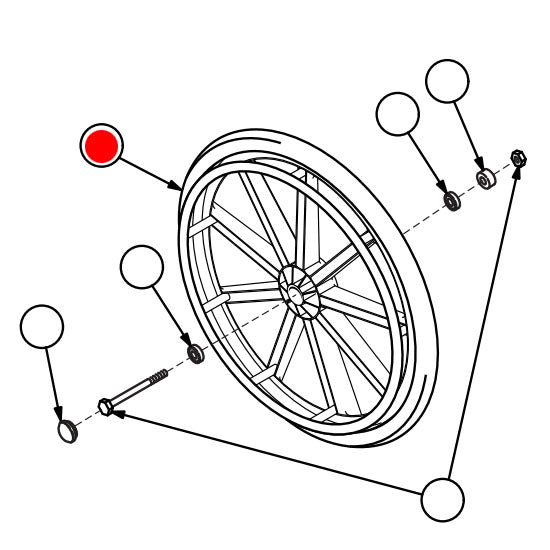 Replacement Rear Wheel with Handrim 24" x 1", for Everest & Jennings Traveler HD , Wheelchair Parts (90763450)