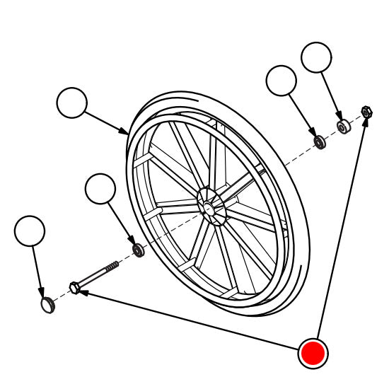 Replacement Rear Axle and Nut, for Everest & Jennings Traveler HD , Wheelchair Parts (90763453)