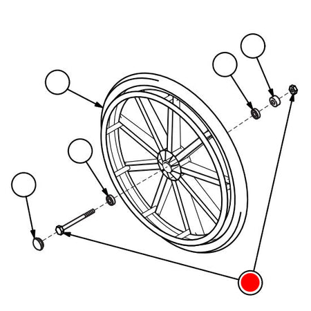 Replacement Rear Axle and Nut, for Everest & Jennings Traveler HD , Wheelchair Parts (90763453)